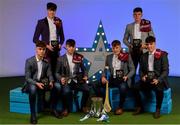 28 September 2019; Pictured are Galway's Minor hurlers, from left, Alex Connaire, Greg Thomas, Seán McDonagh, Ian McGlynn, Eoin Lawless and Christy Brennan who were named on the Electric Ireland Minor Hurling Team of the Year at the 2019 Electric Ireland Minor Star Awards. The Hurling Team of the Year was selected by an expert panel of GAA legends including Alan Kerins, Derek McGrath, Karl Lacey and Tomás Quinn. The Electric Ireland GAA Minor Star Awards create a major moment for Minor players, showcasing the outstanding achievements of individual performers throughout the Championship season. The awards also recognise the effort of those who support them day in and day out, from their coaches to parents, clubs and communities. #GAAThisIsMajor Photo by Seb Daly/Sportsfile