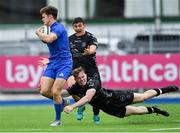 28 September 2019; Rob Russell of Leinster is tackled by Carwyn Penny of Dragons, as Will Griffiths , behind, looks on during The Celtic Cup Round 6 match between Leinster and Dragons at Energia Park in Donnybrook, Dublin. Photo by Piaras Ó Mídheach/Sportsfile