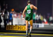 28 September 2019; Brendan Boyce of Ireland does the moon-walk across the finish line after competing in the Men's 50km Race Walk during day two of the World Athletics Championships 2019 at The Corniche in Doha, Qatar. Photo by Sam Barnes/Sportsfile