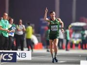 28 September 2019; Brendan Boyce of Ireland celebrates on his way to finishing sixth in the Men's 50km Race Walk during day two of the World Athletics Championships 2019 at The Corniche in Doha, Qatar. Photo by Sam Barnes/Sportsfile
