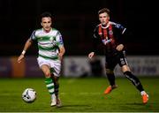 27 September 2019; Aaron McEneff of Shamrock Rovers and Daniel Grant of Bohemians during the Extra.ie FAI Cup Semi-Final match between Bohemians and Shamrock Rovers at Dalymount Park in Dublin. Photo by Stephen McCarthy/Sportsfile