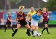 29 September 2019; Fiona Owens of Peamount United in action against Kayla Brady of Galway WFC during the Só Hotels U17 Women’s National League Cup Final match between Galway WFC and Peamount United at Eamonn Deacy Park in Galway. Photo by Seb Daly/Sportsfile