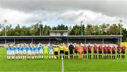 29 September 2019; Players and officials line up prior to the Só Hotels U17 Women’s National League Cup Final match between Galway WFC and Peamount United at Eamonn Deacy Park in Galway. Photo by Seb Daly/Sportsfile