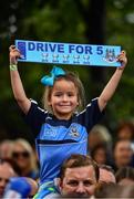 29 September 2019; Dublin supporter Hannah O'Brien, age 5, during the Dublin Senior Football teams homecoming at Merrion Square in Dublin. Photo by David Fitzgerald/Sportsfile