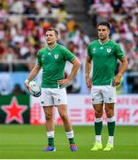 28 September 2019; Jack Carty, left, and Conor Murray of Ireland during the 2019 Rugby World Cup Pool A match between Japan and Ireland at the Shizuoka Stadium Ecopa in Fukuroi, Shizuoka Prefecture, Japan. Photo by Brendan Moran/Sportsfile
