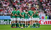 28 September 2019; The Ireland team huddle prior to the 2019 Rugby World Cup Pool A match between Japan and Ireland at the Shizuoka Stadium Ecopa in Fukuroi, Shizuoka Prefecture, Japan. Photo by Brendan Moran/Sportsfile