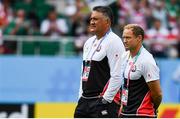 28 September 2019; Japan head coach Jamie Joseph, left, and attack coach Tony Brown during the 2019 Rugby World Cup Pool A match between Japan and Ireland at the Shizuoka Stadium Ecopa in Fukuroi, Shizuoka Prefecture, Japan. Photo by Brendan Moran/Sportsfile