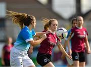 29 September 2019; Saoirse Healey of Galway WFC in action against Mia Chambers of Peamount United during the Só Hotels U17 Women’s National League Cup Final match between Galway WFC and Peamount United at Eamonn Deacy Park in Galway. Photo by Seb Daly/Sportsfile