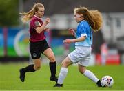 29 September 2019; Saoirse Healey of Galway WFC in action against Alanna Cassells of Peamount United during the Só Hotels U17 Women’s National League Cup Final match between Galway WFC and Peamount United at Eamonn Deacy Park in Galway. Photo by Seb Daly/Sportsfile