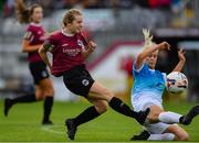 29 September 2019; Saoirse Healey of Galway WFC has her shot blocked by Casey Palmer of Peamount United during the Só Hotels U17 Women’s National League Cup Final match between Galway WFC and Peamount United at Eamonn Deacy Park in Galway. Photo by Seb Daly/Sportsfile