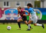 29 September 2019; Annie Gough of Galway WFC in action against Della Doherty of Peamount United during the Só Hotels U17 Women’s National League Cup Final match between Galway WFC and Peamount United at Eamonn Deacy Park in Galway. Photo by Seb Daly/Sportsfile