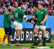 28 September 2019; Cian Healy of Ireland is replaced by team-mate Andrew Porter during the 2019 Rugby World Cup Pool A match between Japan and Ireland at the Shizuoka Stadium Ecopa in Fukuroi, Shizuoka Prefecture, Japan. Photo by Brendan Moran/Sportsfile
