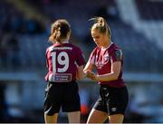 29 September 2019; Kayla Brady, right, and Kellie Brennan of Galway WFC during the Só Hotels U17 Women’s National League Cup Final match between Galway WFC and Peamount United at Eamonn Deacy Park in Galway. Photo by Seb Daly/Sportsfile