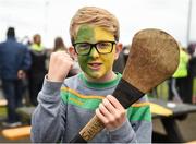 29 September 2019; Dunloy supporter Shane McGilligan, age 10, before the Antrim County Senior Club Hurling Final match between Cushendall Ruairí Óg and Dunloy at Ballycastle in Antrim. Photo by Oliver McVeigh/Sportsfile