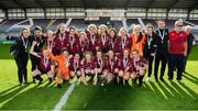 29 September 2019; Galway WFC players celebrate following their side's victory during the Só Hotels U17 Women’s National League Cup Final match between Galway WFC and Peamount United at Eamonn Deacy Park in Galway. Photo by Seb Daly/Sportsfile