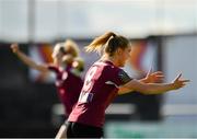 29 September 2019; Kayla Brady of Galway WFC celebrates at the final whistle following her side's victory during the Só Hotels U17 Women’s National League Cup Final match between Galway WFC and Peamount United at Eamonn Deacy Park in Galway. Photo by Seb Daly/Sportsfile