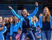 29 September 2019; Dublin footballer Sinéad Goldrick celebrates on stage during the Dublin Senior Football teams homecoming at Merrion Square in Dublin. Photo by Piaras Ó Mídheach/Sportsfile