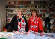 29 September 2019; Sligo Rovers programme sellers Fiona Eames, left, and Martina Kilfeather pose for a portrait prior to the Extra.ie FAI Cup Semi-Final match between Sligo Rovers and Dundalk at The Showgrounds in Sligo. Photo by Stephen McCarthy/Sportsfile