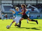 29 September 2019; Anna Fahey of Galway WFC in action against Casey Palmer of Peamount United during the Só Hotels U17 Women’s National League Cup Final match between Galway WFC and Peamount United at Eamonn Deacy Park in Galway. Photo by Seb Daly/Sportsfile