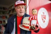 29 September 2019; The late Frazer Browne's hat, with distinctive doll, which has been to every FAI Cup final Sligo Rovers have contested is held by club historian Joe Molloy prior to the Extra.ie FAI Cup Semi-Final match between Sligo Rovers and Dundalk at The Showgrounds in Sligo. Photo by Stephen McCarthy/Sportsfile