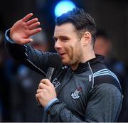 29 September 2019; Dublin footballer Kevin McManamon sings on stage during the Dublin Senior Football teams homecoming at Merrion Square in Dublin. Photo by Piaras Ó Mídheach/Sportsfile