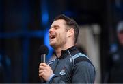 29 September 2019; Dublin footballer Kevin McManamon sings on stage during the Dublin Senior Football teams homecoming at Merrion Square in Dublin. Photo by Piaras Ó Mídheach/Sportsfile