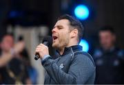 29 September 2019; Dublin footballer Kevin McManamon sings on stage during the Dublin Senior Football teams homecoming at Merrion Square in Dublin. Photo by Piaras Ó Mídheach/Sportsfile