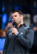 29 September 2019; Dublin footballer Kevin McManamon sings on stage during the Dublin Senior Football teams homecoming at Merrion Square in Dublin. Photo by Piaras Ó Mídheach/Sportsfile