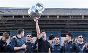 29 September 2019; Michael Darragh Macauley celebrates with the Sam Maguire Cup during the Dublin Senior Football teams homecoming at Merrion Square in Dublin. Photo by Piaras Ó Mídheach/Sportsfile