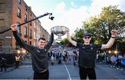 29 September 2019; Brian Howard, left, and Brian Fenton celebrate with the Sam Maguire cup during the Dublin Senior Football teams homecoming with the Sam Maguire Cup at Merrion Square in Dublin. Photo by David Fitzgerald/Sportsfile
