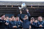 29 September 2019; Paddy Andrews celebrates with the Sam Maguire Cup during the Dublin Senior Football teams homecoming at Merrion Square in Dublin. Photo by Piaras Ó Mídheach/Sportsfile