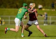 29 September 2019; Neil McManus of Cushendall Ruairí Óg in action against Eamon Smyth of Dunloy during the Antrim County Senior Club Hurling Final match between Cushendall Ruairí Óg and Dunloy at Ballycastle in Antrim. Photo by Oliver McVeigh/Sportsfile