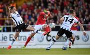 29 September 2019; Kris Twardek of Sligo Rovers in action against Robbie Benson of Dundalk during the Extra.ie FAI Cup Semi-Final match between Sligo Rovers and Dundalk at The Showgrounds in Sligo. Photo by Stephen McCarthy/Sportsfile