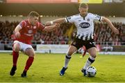 29 September 2019; Dane Massey of Dundalk in action against Ronan Murray of Sligo Rovers during the Extra.ie FAI Cup Semi-Final match between Sligo Rovers and Dundalk at The Showgrounds in Sligo. Photo by Stephen McCarthy/Sportsfile