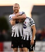 29 September 2019; Chris Shields, left, and Michael Duffy of Dundalk celebrate following the Extra.ie FAI Cup Semi-Final match between Sligo Rovers and Dundalk at The Showgrounds in Sligo. Photo by Stephen McCarthy/Sportsfile