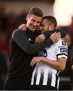 29 September 2019; Patrick McEleney, left, and Michael Duffy of Dundalk celebrate following the Extra.ie FAI Cup Semi-Final match between Sligo Rovers and Dundalk at The Showgrounds in Sligo. Photo by Stephen McCarthy/Sportsfile