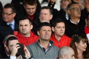 29 September 2019; Former Republic of Ireland international Niall Quinn watches on during the Extra.ie FAI Cup Semi-Final match between Sligo Rovers and Dundalk at The Showgrounds in Sligo. Photo by Stephen McCarthy/Sportsfile