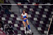 29 September 2019; Katerina Stefanidi of Greece celebrates a clearance of 4.80m in the Women's Pole Vault Final during day three of the World Athletics Championships 2019 at the Khalifa International Stadium in Doha, Qatar. Photo by Sam Barnes/Sportsfile
