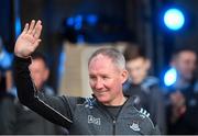 29 September 2019; Dublin manager Jim Gavin waves to supporters during the Dublin Senior Football teams homecoming with the Sam Maguire Cup at Merrion Square in Dublin. Photo by Piaras Ó Mídheach/Sportsfile