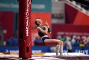 29 September 2019; Authorised Neutral Athlete Anzhelika Sidorova celebrates winning a gold medal whilst competing in the Women's Pole Vault Final during day three of the World Athletics Championships 2019 at the Khalifa International Stadium in Doha, Qatar. Photo by Sam Barnes/Sportsfile