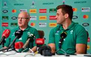30 September 2019; Ireland team masseur Willie Bennett, left, in the company of CJ Stander, during an Ireland Rugby press conference in the Sheraton Hotel & Towers Kobe, in Kobe Japan. Photo by Brendan Moran/Sportsfile