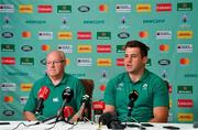 30 September 2019; Ireland team masseur Willie Bennett, left, and CJ Stander during an Ireland Rugby press conference in the Sheraton Hotel & Towers Kobe, in Kobe Japan. Photo by Brendan Moran/Sportsfile