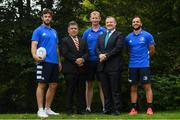 30 September 2019; Beauchamps and Leinster Rugby announced today that Beauchamps will continue as the Official Legal Advisor of Leinster Rugby for a further three years, running to the end of the 2020/21 season. Beauchamps has been the official legal advisor to Leinster Rugby since 2014 and was previously official sponsor of the Leinster Rugby Schools Cup. Present at the announcement in Leinster Rugby HQ are, from left, Caelan Doris, Mick Dawson, CEO, Leinster Rugby, head coach Leo Cullen, John White, Managing Partner of Beauchamps, and Jamison Gibson-Park. Photo by Ramsey Cardy/Sportsfile