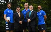 30 September 2019; Beauchamps and Leinster Rugby announced today that Beauchamps will continue as the Official Legal Advisor of Leinster Rugby for a further three years, running to the end of the 2020/21 season. Beauchamps has been the official legal advisor to Leinster Rugby since 2014 and was previously official sponsor of the Leinster Rugby Schools Cup. Present at the announcement in Leinster Rugby HQ are, from left, Caelan Doris, Mick Dawson, CEO, Leinster Rugby, head coach Leo Cullen, John White, Managing Partner of Beauchamps, and Jamison Gibson-Park. Photo by Ramsey Cardy/Sportsfile