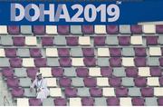 30 September 2019; A Spectator watches on during day four of the World Athletics Championships 2019 at the Khalifa International Stadium in Doha, Qatar. Photo by Sam Barnes/Sportsfile