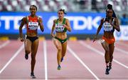30 September 2019; Phil Healy of Ireland, centre, competing in Women's 200m alongside Sarah Atcho of Switzerland, left, and Kamaria Durant of Trinidad and Tobago, right, during day four of the World Athletics Championships 2019 at the Khalifa International Stadium in Doha, Qatar. Photo by Sam Barnes/Sportsfile