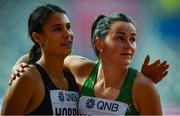 30 September 2019; Phil Healy of Ireland, right, and Zoe Hobbs of New Zealand after competing in Women's 200m during day four of the World Athletics Championships 2019 at the Khalifa International Stadium in Doha, Qatar. Photo by Sam Barnes/Sportsfile