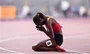 30 September 2019; Beatrice Chepkoech of Kenya reacts after winning the Women's 3000m Steeple Chase during day four of the World Athletics Championships 2019 at the Khalifa International Stadium in Doha, Qatar. Photo by Sam Barnes/Sportsfile
