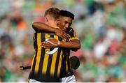27 July 2019; Kilkenny players Zach Bay Hammond, right, and James Aylward celebrate after the Electric Ireland GAA Hurling All-Ireland Minor Championship Semi-Final match between Kilkenny and Limerick at Croke Park in Dublin. Photo by Piaras Ó Mídheach/Sportsfile