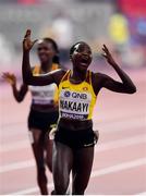 30 September 2019; Halimah Nakaayi of Uganda celebrates after winning the Women's 800m final during day four of the World Athletics Championships 2019 at the Khalifa International Stadium in Doha, Qatar. Photo by Sam Barnes/Sportsfile